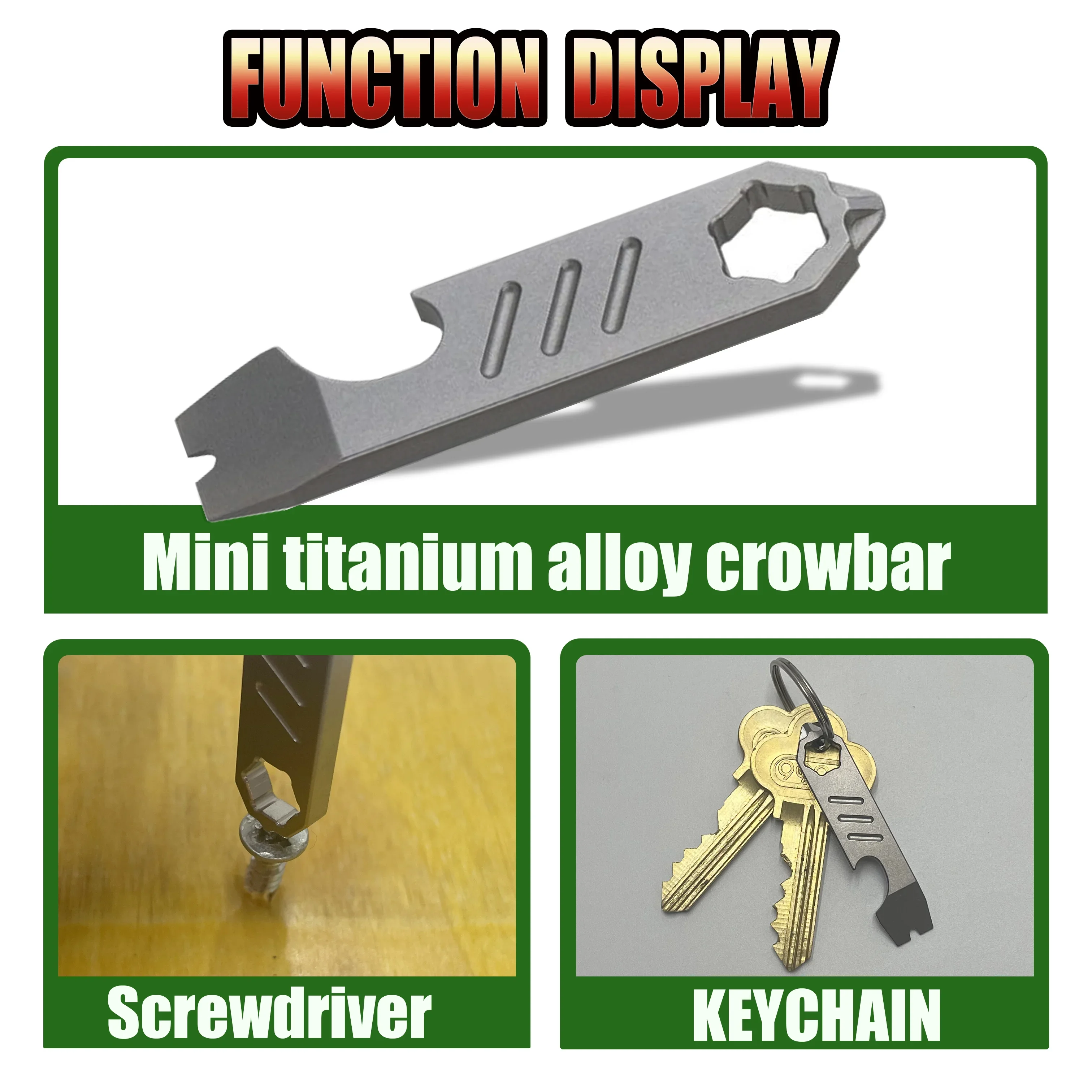 Mini apribottiglie con barra di leva in lega TC4 chiave esagonale strumenti da esterno EDC, attrezzatura multifunzionale, durezza forte portatile da campeggio