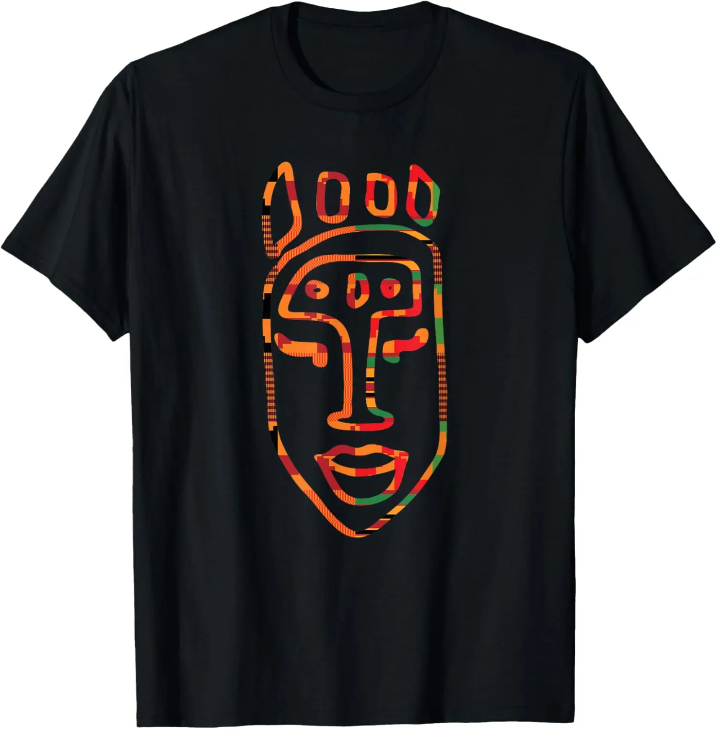 

African Mask Kente Tribal Design, Ghana Pattern T-Shirt