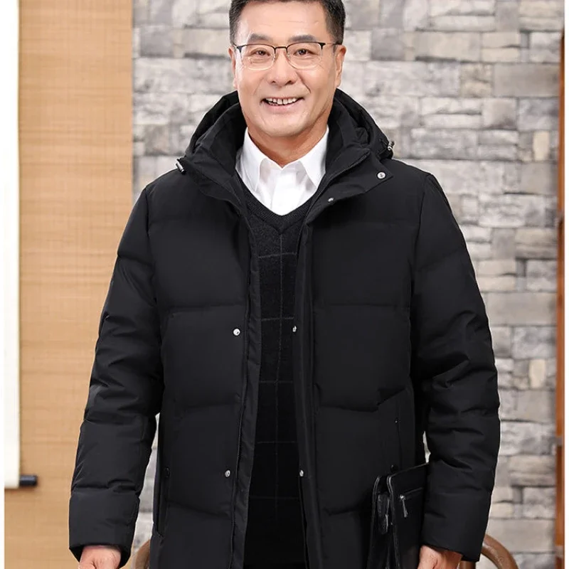 Doudoune courte à capuche pour hommes, manteau d'hiver, parka de loisirs, pardessus d'âge moyen perfectionné, vêtements d'extérieur épais et chauds, nouveau
