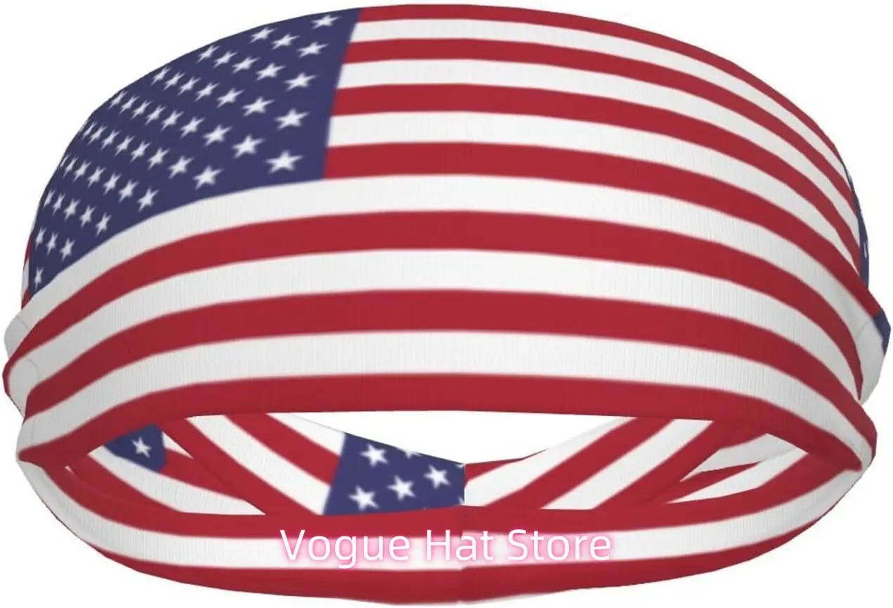 

Flag Of America National Flags Sports Sweatband Head Bands for Women Men - Moisture-Wicking Non-Slip Headband for Running Yoga