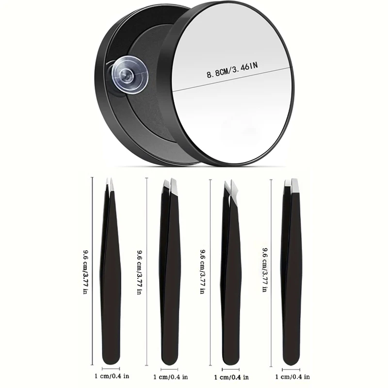 Miroir grossissant 30X (miroir de maquillage grossissant) avec 4 clips à sourcils, pour le toilettage et les voyages