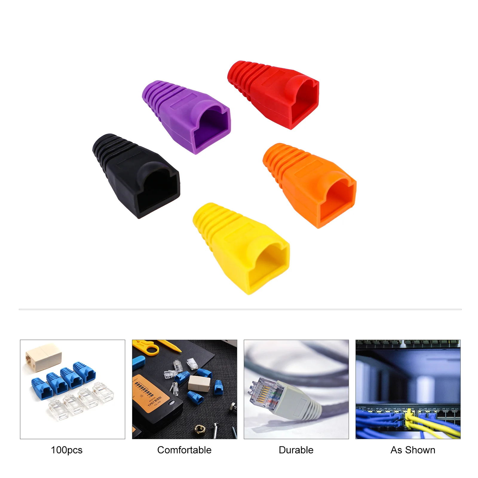 

100Pcs Rj45 Ethernet Network Boot Cover Plastic Connector Plug Cap Cable Protection Color Coding Easy Identify