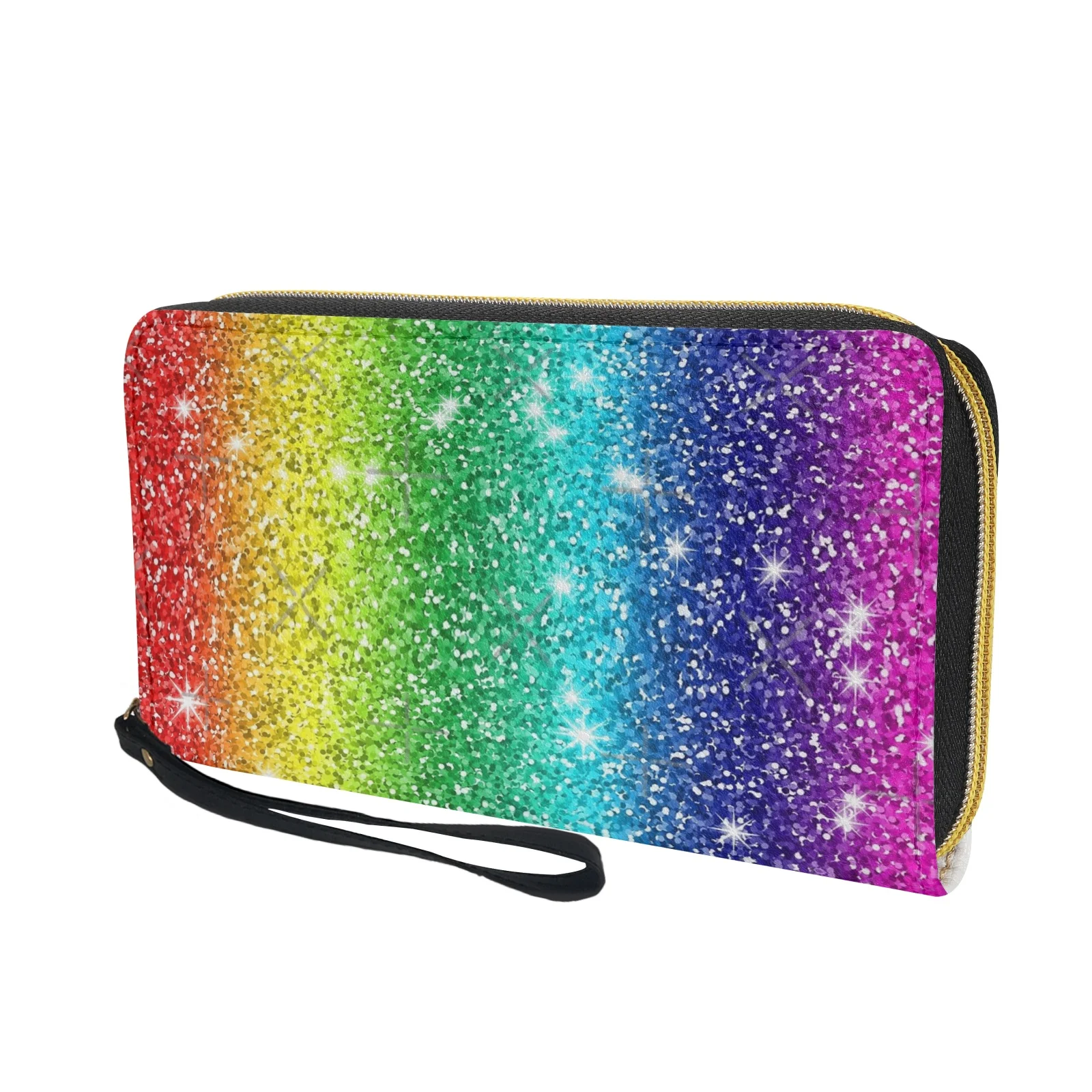 Belidome Glitter Sparkle Rainbow Wristlet Wallet for Womens Casual PU Leather Long Purse RFID Blocking Card Holder Clutch Bag