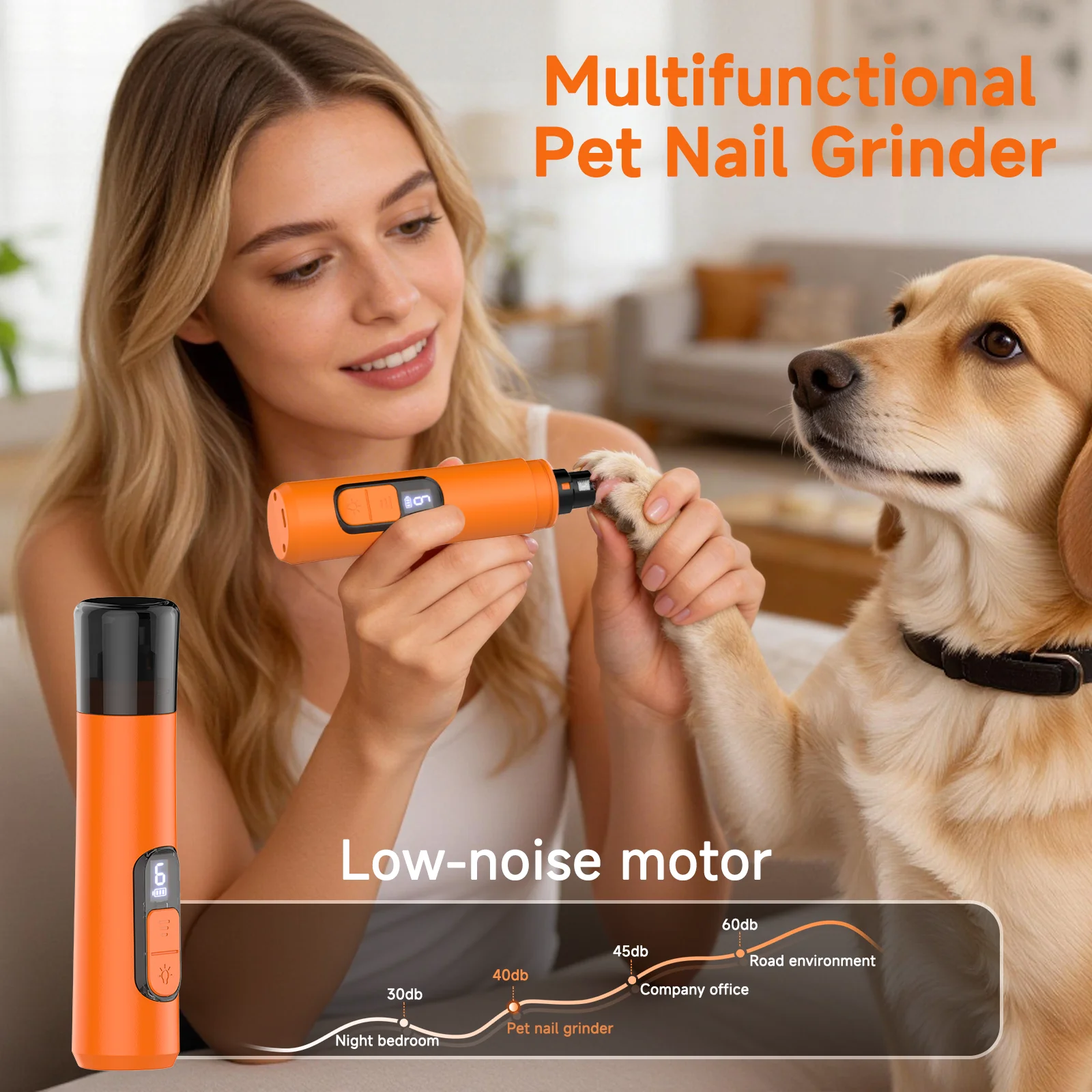 

Dog Nail Grinder Upgraded 5 Speed Dog Nail Grinder with LED Lights Quiet Electric Pet Nail Trimmer Paws Grooming Smoothing Tool