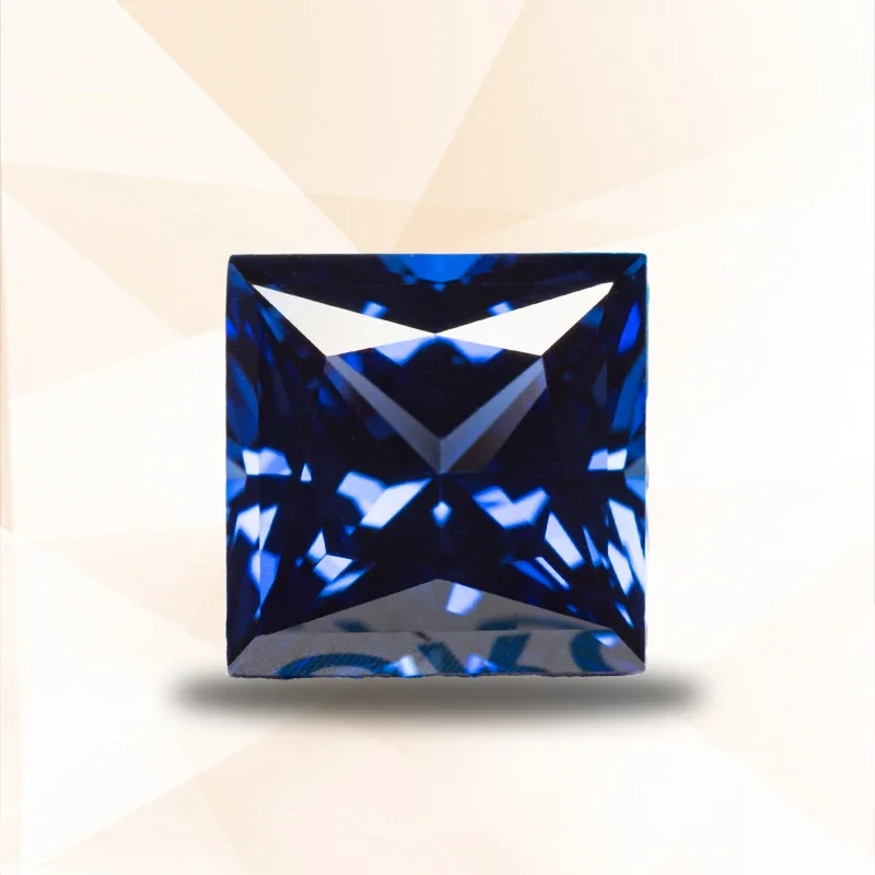 Saphir cultivé en laboratoire de qualité supérieure, coupe princesse, pierre de document bleu royal pour breloque, bijoux de bricolage, bague exécutive sélectionnable, certificat AGL