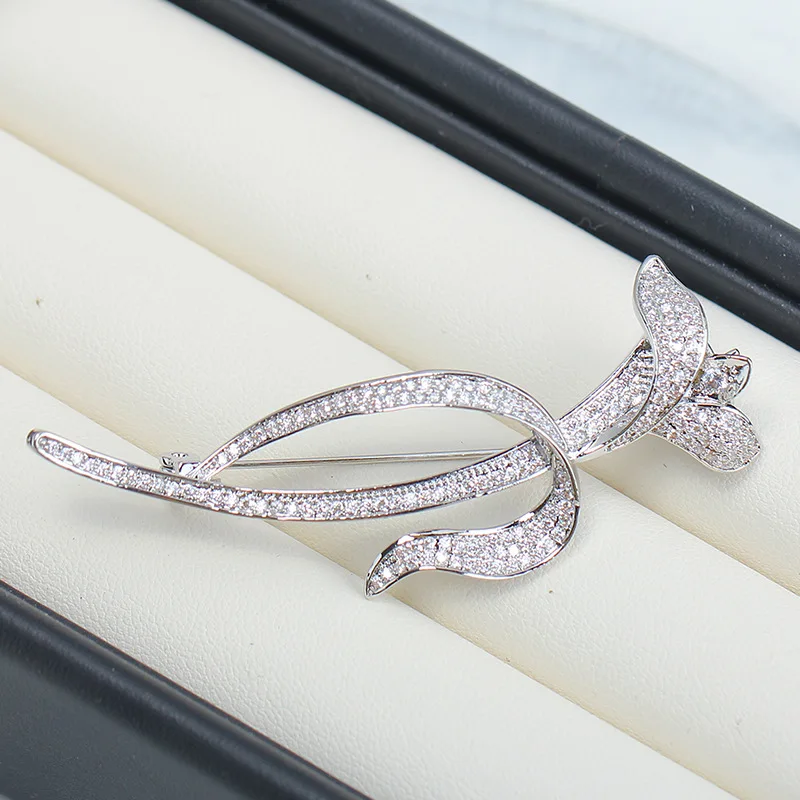 DIY Accessories, Autumn And Winter New Tulip Brooch Women's Zircon Suit Pin Baroque Pearl Corsage Empty Holder