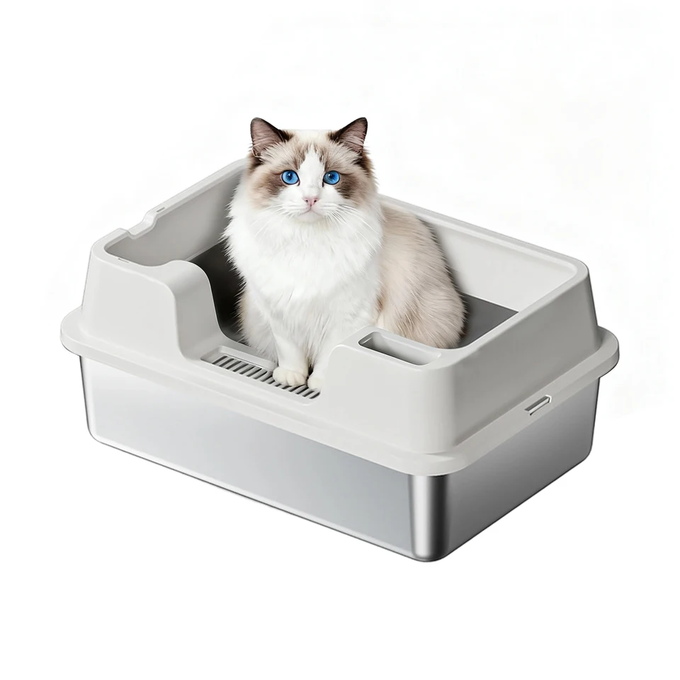 Stainless Steel High Sided Cat Litter Box