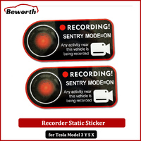 For Tesla Model 3 Y S X Warning Sticker Invader Sentinel Sentry Static Recorder Mode on Electrostatic Stickers Car Accessories