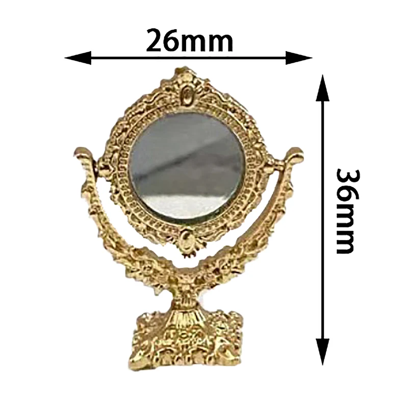 กระจกแต่งตัวบ้านตุ๊กตา 1 ชิ้น/1 ชุด รูปทรงกลม วงรี หัวใจ ของตกแต่งบ้านตุ๊กตา กระจกจิ๋วสไตล์เรโทร อุปกรณ์เสริมสำหรับตุ๊กตา