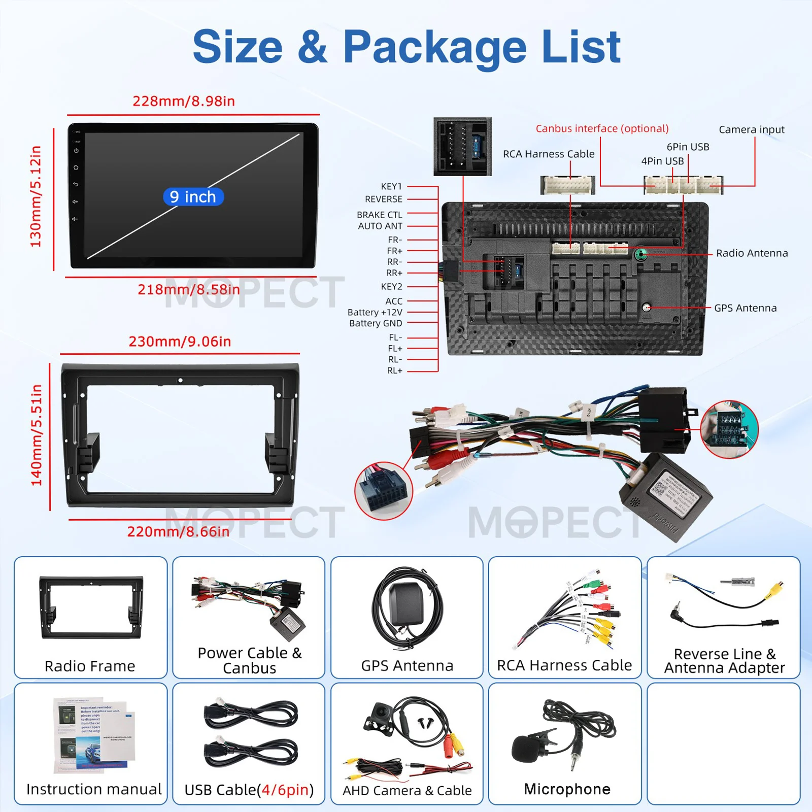 MOPECT Android 15 Autostereo Draadloze CarPlay Android Auto Radio 4+64G GPS Navigatie RDS Wifi Voor Fiat Bravo 2007 2008 2009 2010-2012