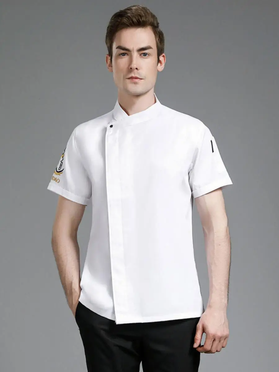 

New Men's ort Sve Chef Work orm Thin Summer Hotel Restaurant Kitchen Clothing Large Size Post Kitchen Baking Workwear