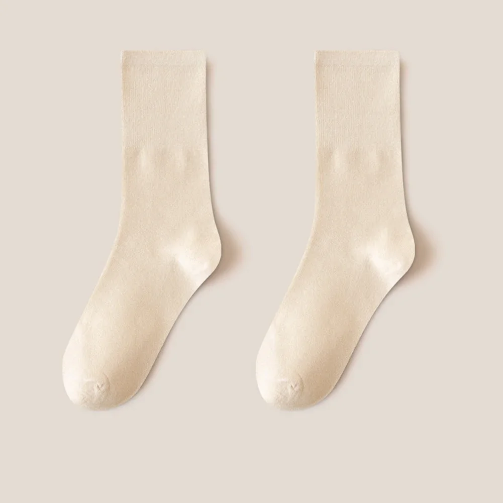 البيج منتصف العجل الجوارب مريحة ارتداء اليومي الجوارب القطنية الجوارب القطنية غير رسمية العلامة التجارية الجديدة بتمشيط القطن ارتداء اليومي أربعة مواسم