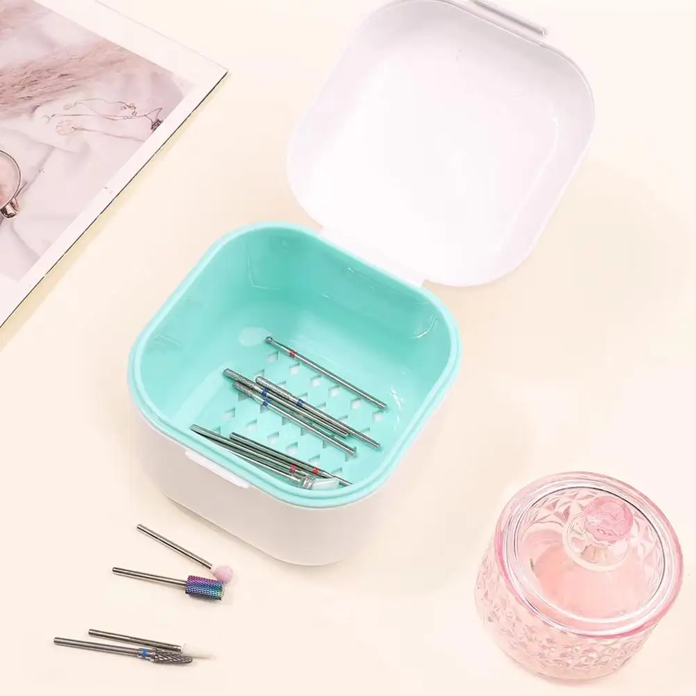 Portable Alcohol Disinfection Filter Cleaning Box Nail Drill Head Art Sterilization Tool Grinding Manicure Disinfection Box Z7Q5