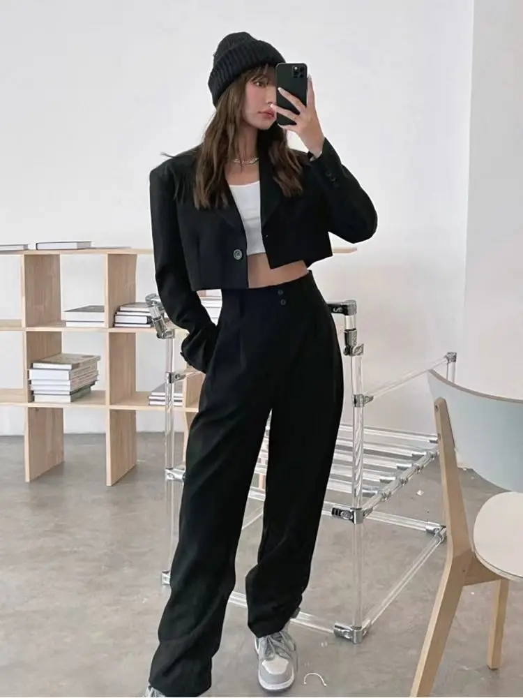 

2024 Cropped Blazer for Petite Women: Solid Color Office-to-Casual Jacket, French Tailoring Slim Fit, Stretch Workwear S-XL