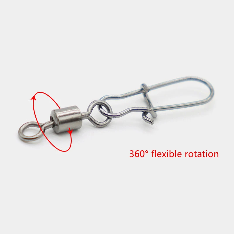 40 PCs Stainless Steel Fishing Connector Pin Bearing Rolling Swivel Snap In Box Fishing Tackle Accessories For Lure Hook