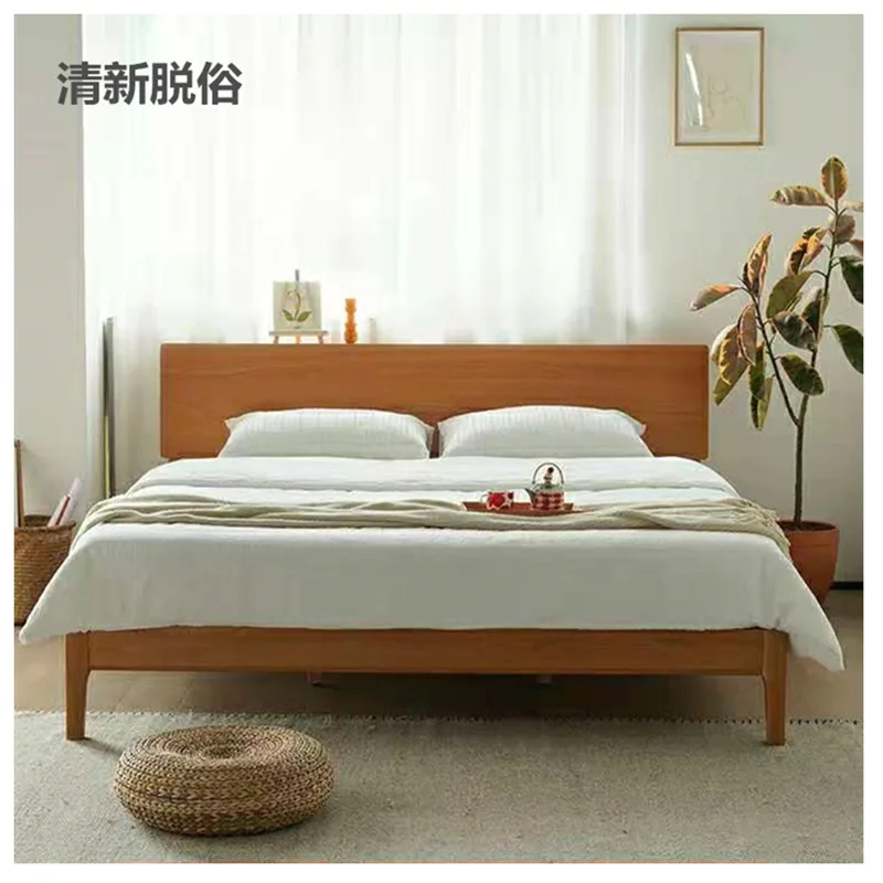 

Кровать Nordic Chihiro 1,5, одноместная японская мебель из массива вишневого дерева, простая двуспальная кровать из белого дуба 1,8 м