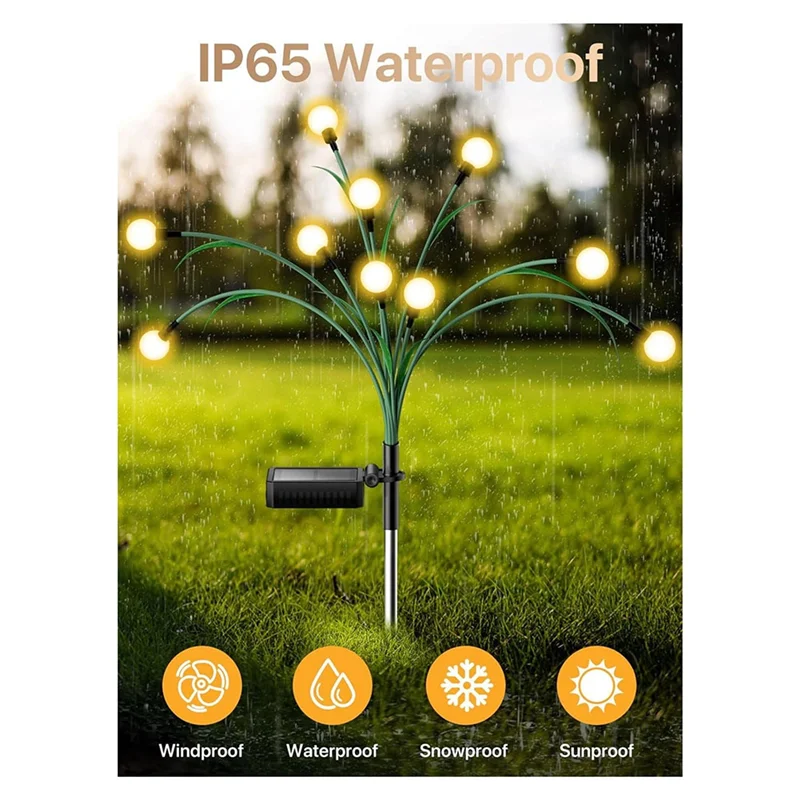 

【Today-Only!】Solar Garden Lights 2 Pack 2 Lighting Modes Waterproof Firefly Light For Yard Patio Pathway Decor