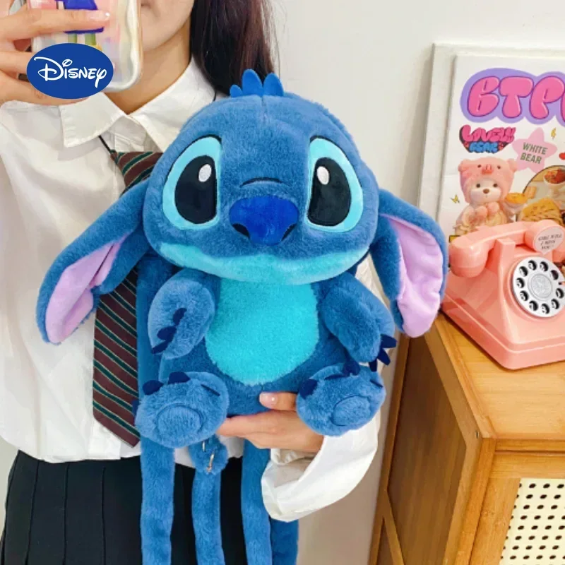 Bolsa de punto Kawaii de Disney, mochila de felpa, bandolera de doble hombro, bolsa de almacenamiento, juguete de Anime de peluche, regalo para niñas