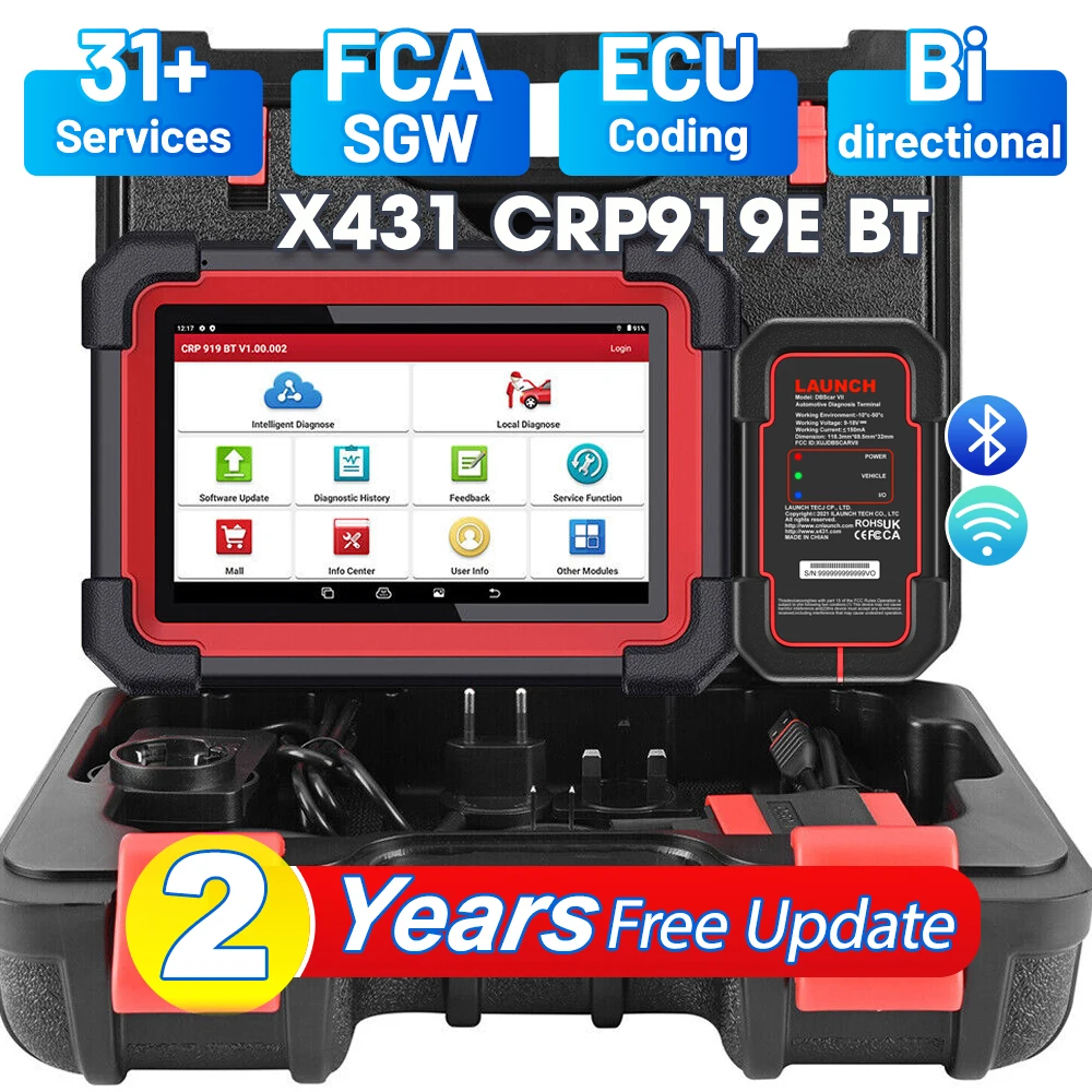 Image of LAUNCH X431 CRP919E BT OBD2 Auto-Scanner für alle Systeme, 37 Reset-Funktionen, ECU-Codierung, CANFD & DOIP, FCA AutoAuth, bidirektionales Scan-Tool, professionelles Auto-Diagnosegerät