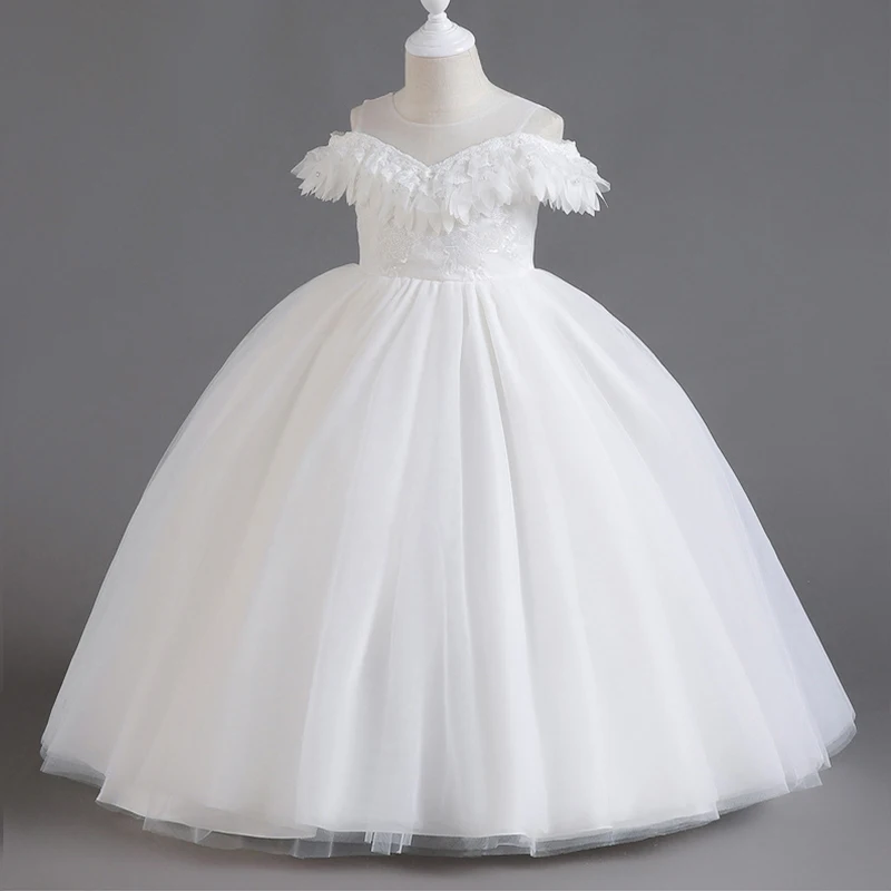 Children Dresses Elegant Bridesmaid Flower Girl Dress for Wedding Baptismal Ceremonial Party Dresses for Girls Princess Dress