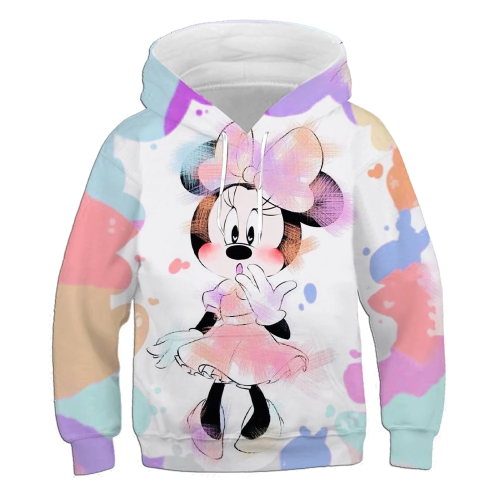 Girls' outdoor sweatshirt fitness wear running sportswear loose and comfortable Minnie print autumn and winter hoodie