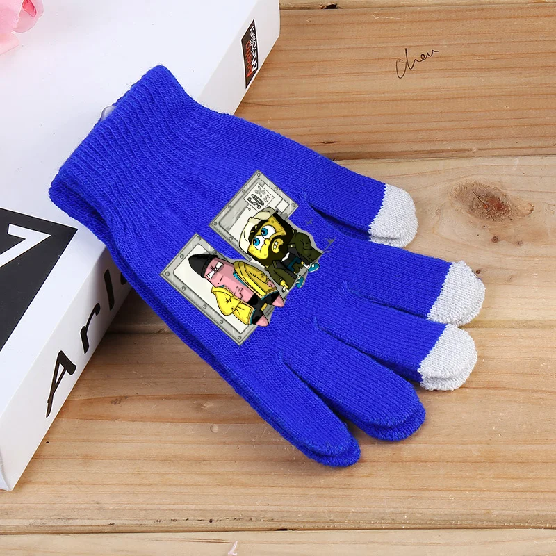 SpongeBob SquarePants Winter Gloves Patrick Star Warm Knitted Glove Cute Cartoon Printing Autumn Winter Style Warm Fashion Soft