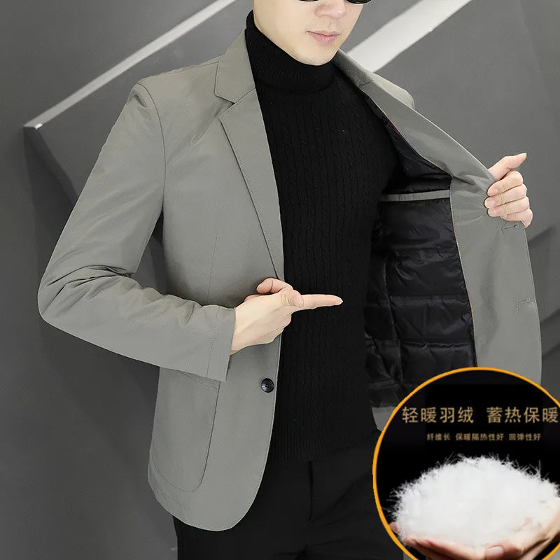 

2026 Men's Double Buckle, Versatile Fashion Warm Down Casual blazer