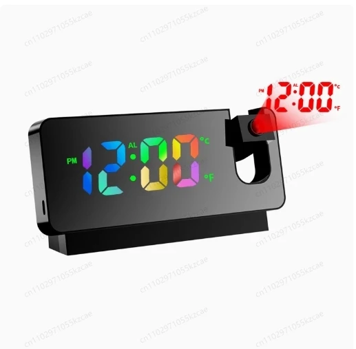 

Цифровой 180 ° Проекционный будильник с динамической RGB-подсветкой, функцией повтора, двойным будильником, портом USB для зарядки, зеркальные часы
