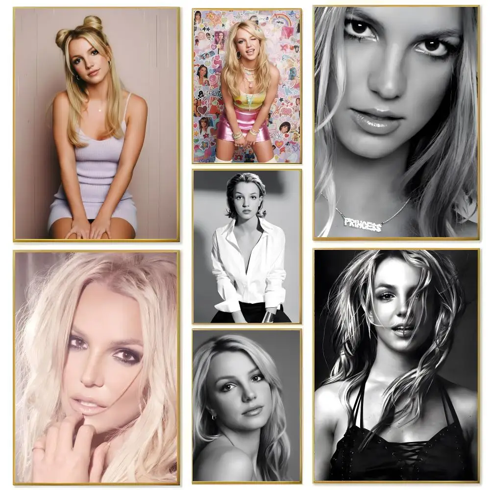 Pósteres de la cantante B-Britney S-Spears, papel autoadhesivo impreso, decoración para el hogar, sala de estar, dormitorio, entrada, Bar, cafetería, arte