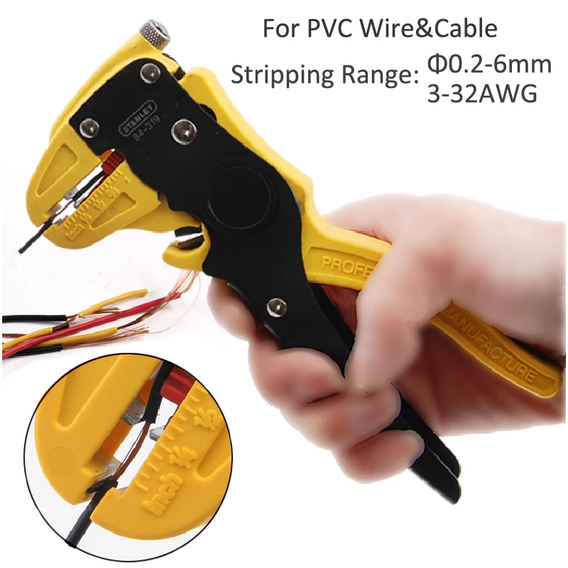 Stanley 2In1 Φ0.2-6mm Professional Stripper Self-adjusting Cable Tools Stripping Pliers Electrician PVC Wire Cutter Cutting Side