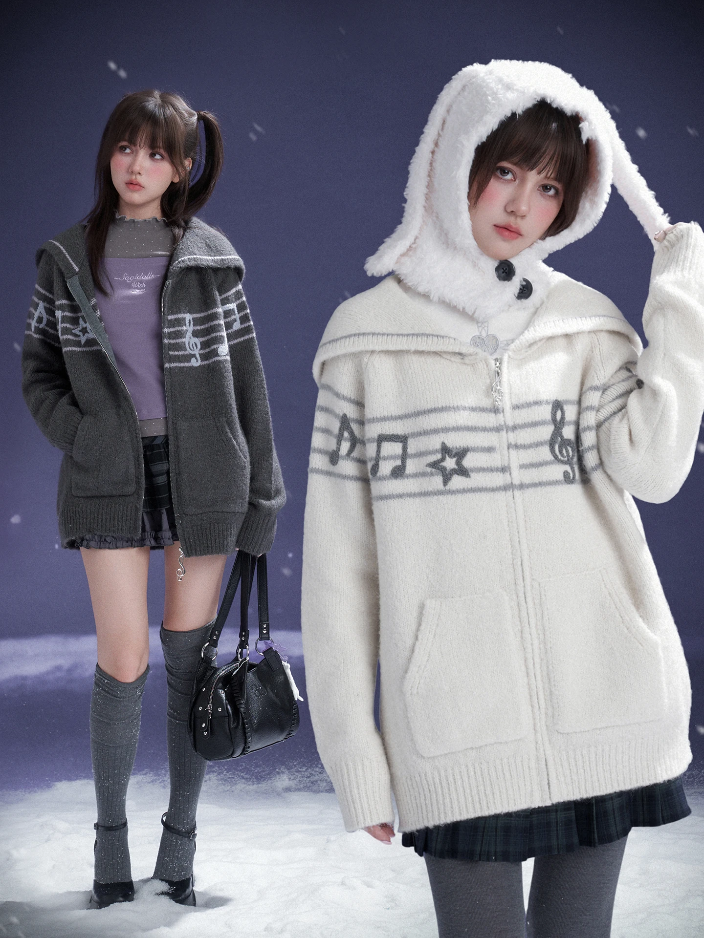 

SagiDolls Sweet Sle Women's Knitted Sweater Stand Collar Warm Versatile Long Sve Cardigan Autumn Winter Faion Outerwear