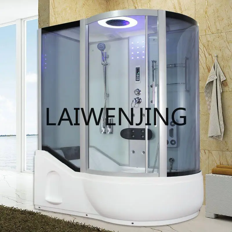 Integral with bathtub surfing steam bath sauna shower room tempered glass