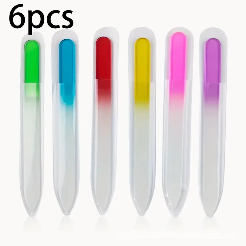 

6-Pack Professional Czech Glass Nail Files Washable Manicure Tools Water Resistant Nail Buffers for Women Odorless Crystal Nail