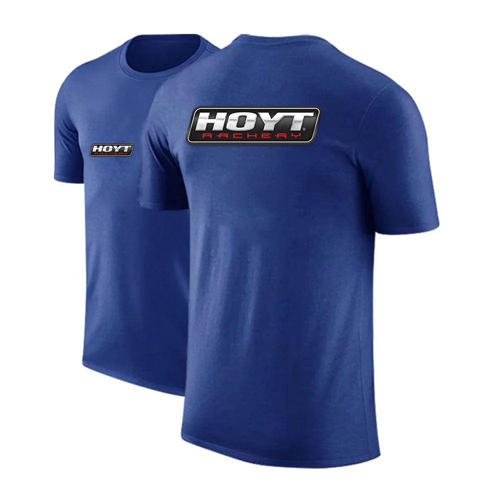 Hoyt Archery 2023 Summer Style Man's Printing Breathable High Quality Cotton Short Sleeves Ordinary Casual Solid Color T-Shirt