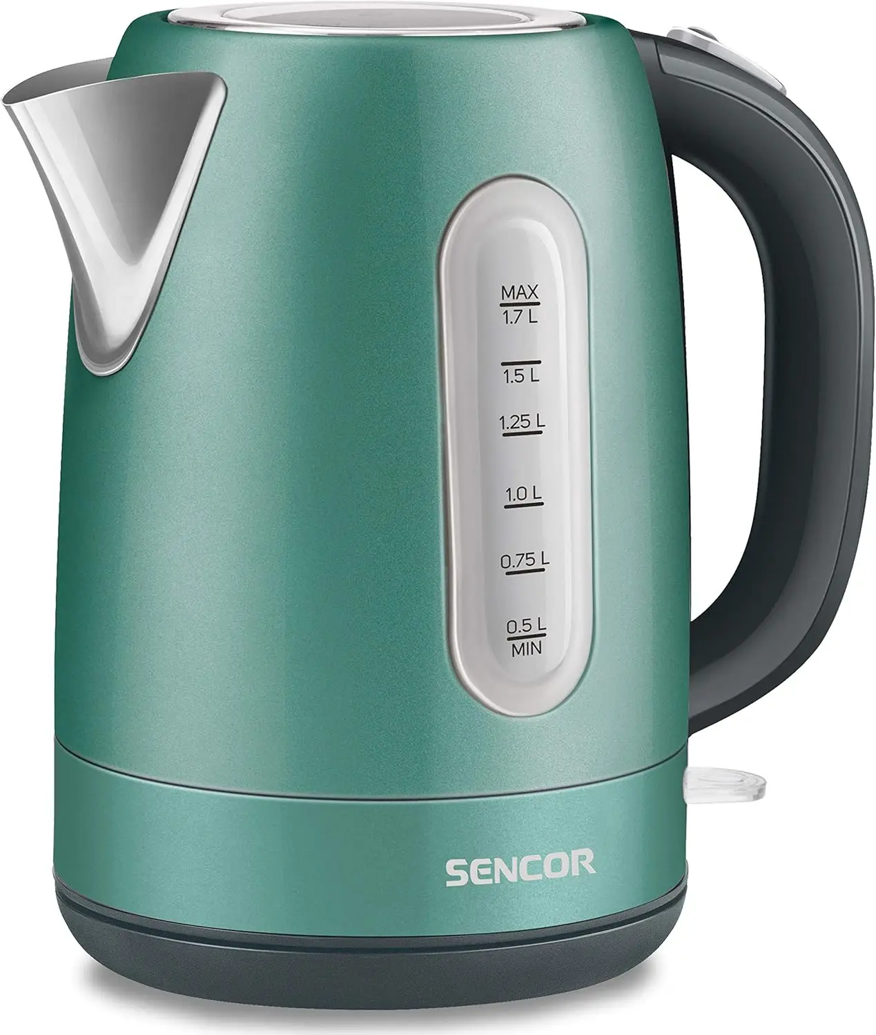 

1.7L Stainless Steel Electric Kettle with Lid Safety Lock, Green, Cordless Rapid Boil, Auto Shut-Off, Energy Efficient