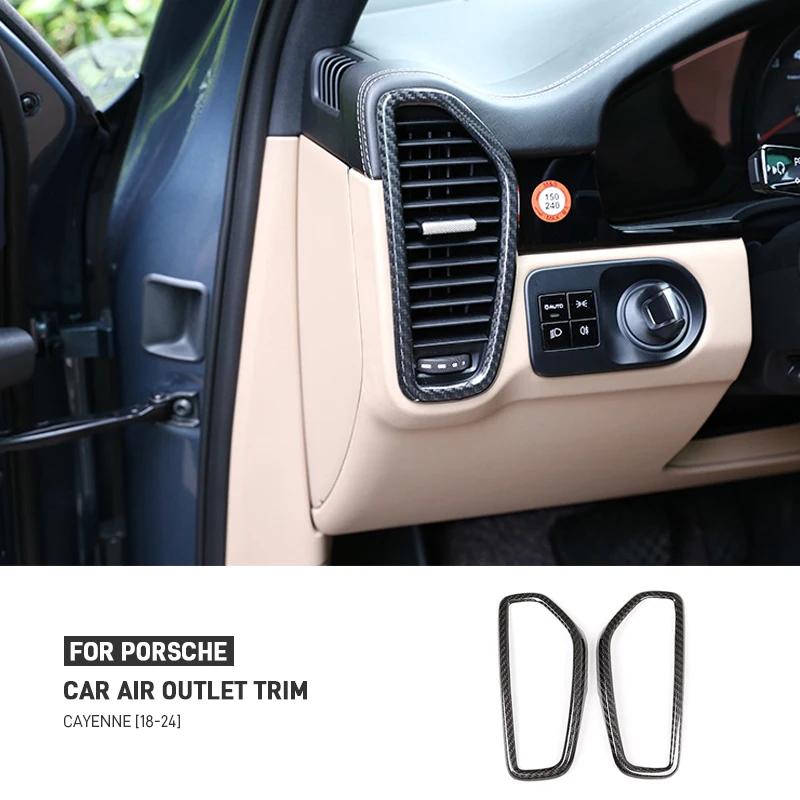 

Real Carbon Fiber Car Side Dashboard Air Conditioning Outlet Vent Trim Frame Decoration Sticker For Porsche Cayenne 2018-2024