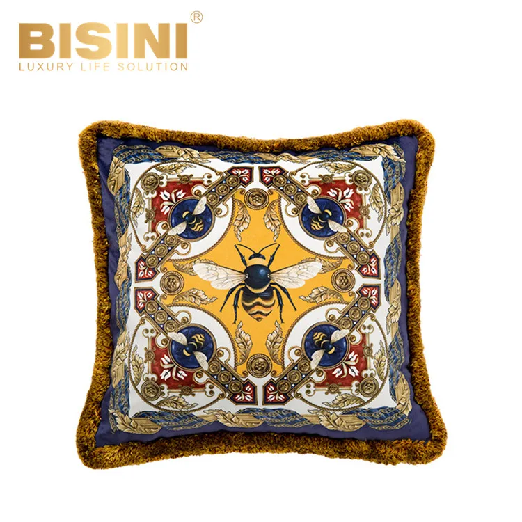 

British Style Royal Palace Five Bees Pattern Design Back Cushions Colourful Mixed Plush Edge Seat Pillows