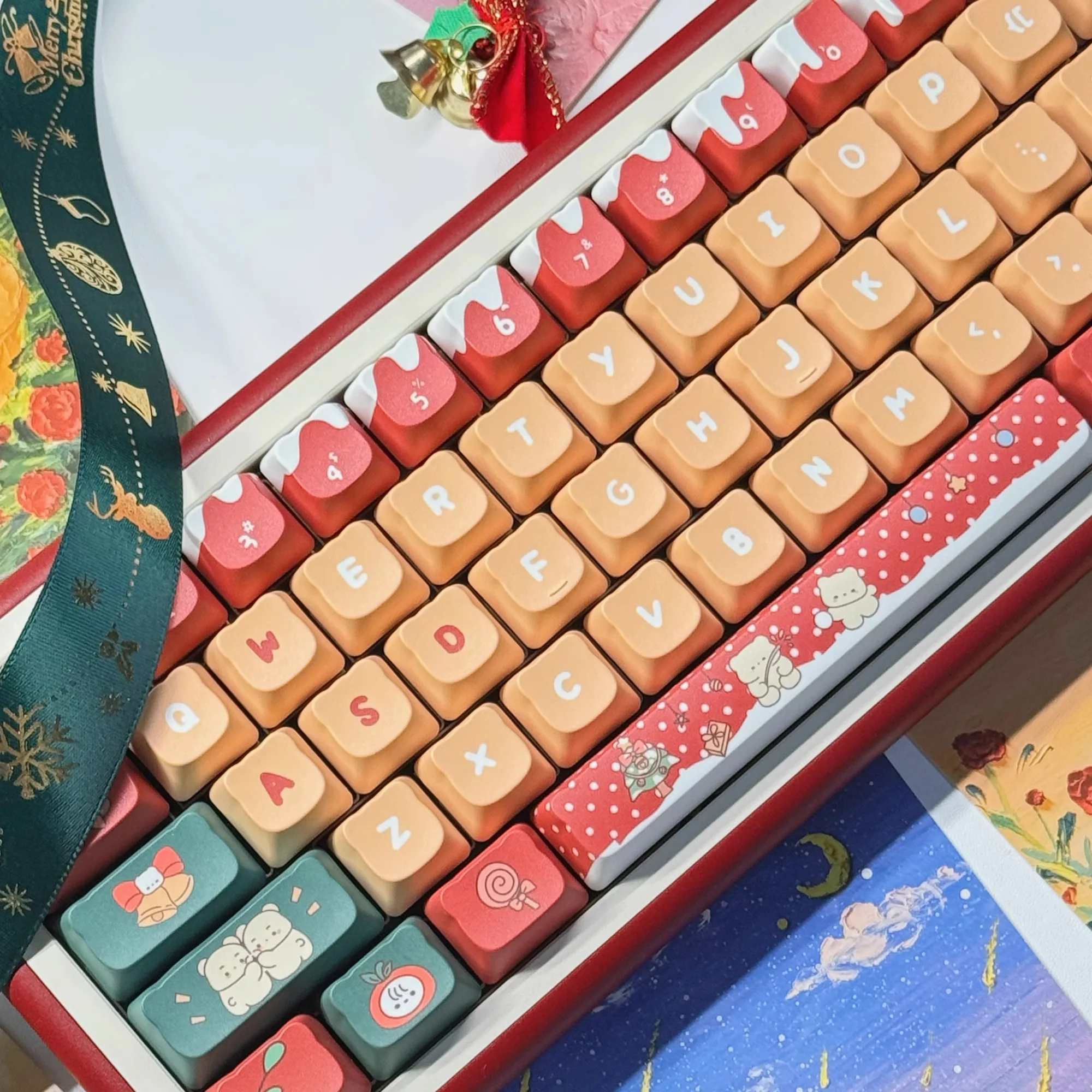 Christmas Panda Theme PBT Keycaps PDA Profile For Machanical Keyboard