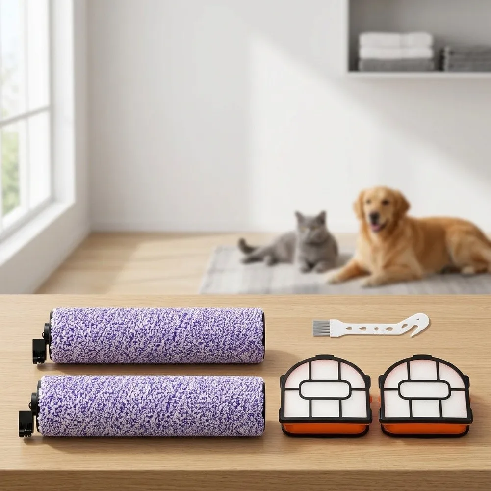 For Shark WD100 WD101 WD200 WD201 AW201 Floor Scrubber Maintenance Kit Featuring 2 Brush Rollers 2 Filters and 1 Cleaning Brush