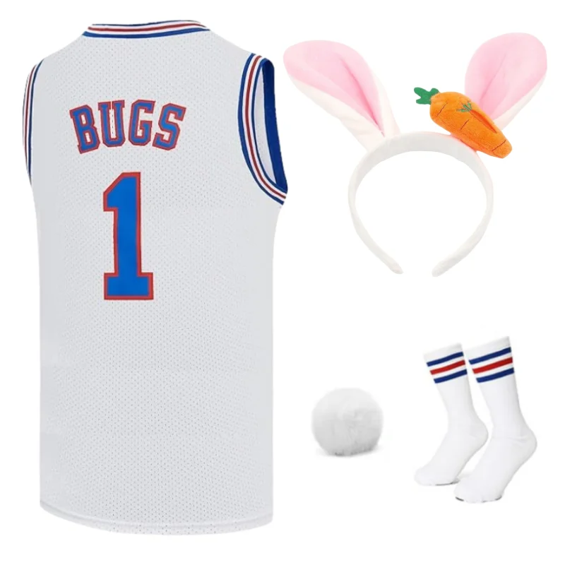 

Anime Space Jam #1 BUGS Rabbits Cosplay Movie Tune Squad Bunny Basketball Jersey Halloween Party Costumes Five Set White