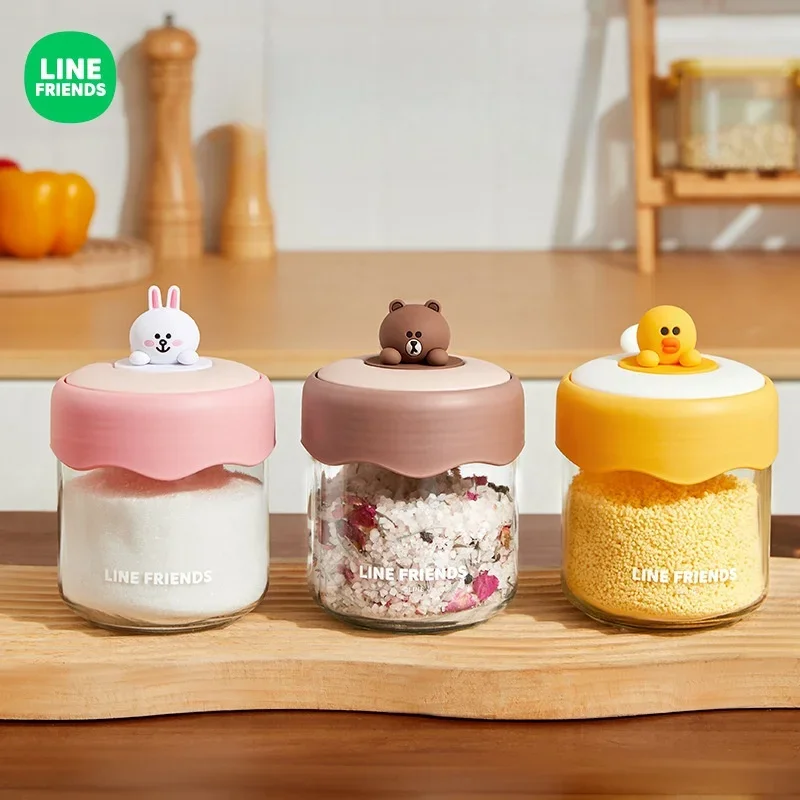 Line Friends Kitchen Supplies Brown Flip-top Sealed Seasoning Jar Household Combination Set Storage Moisture-proof Seasoning Box