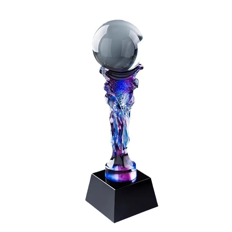 Glazed trophy Ancient dewaxing Glazed sports event souvenir Basketball football game Crystal trophy souvenir
