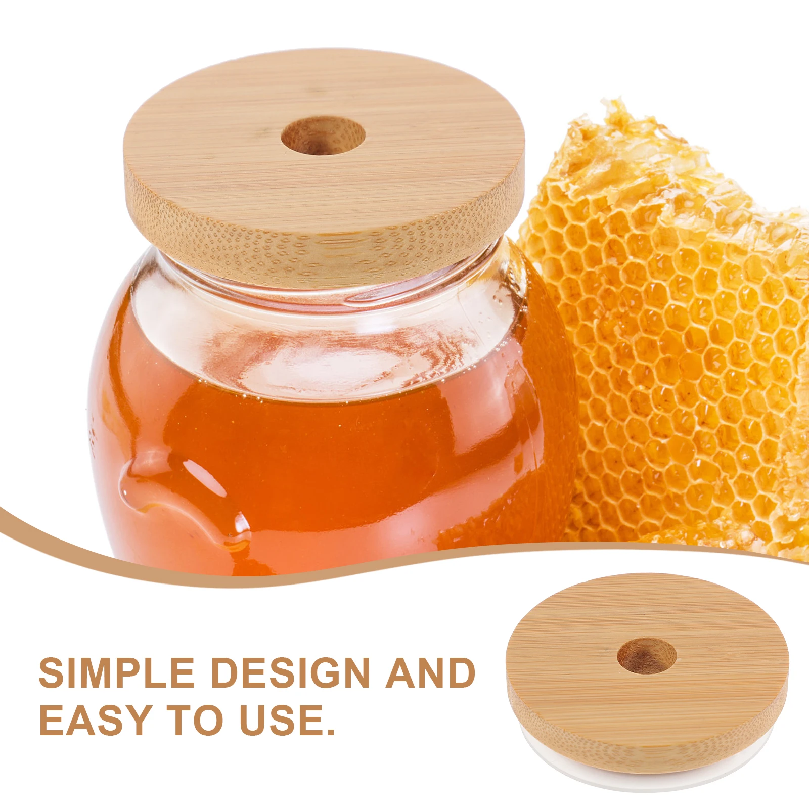 

6pcs Sealing Wood Grain Mason Jar Lids with Straw Holes Reusable Airtight Bottle Covers Mug Lid for Water Yogurt