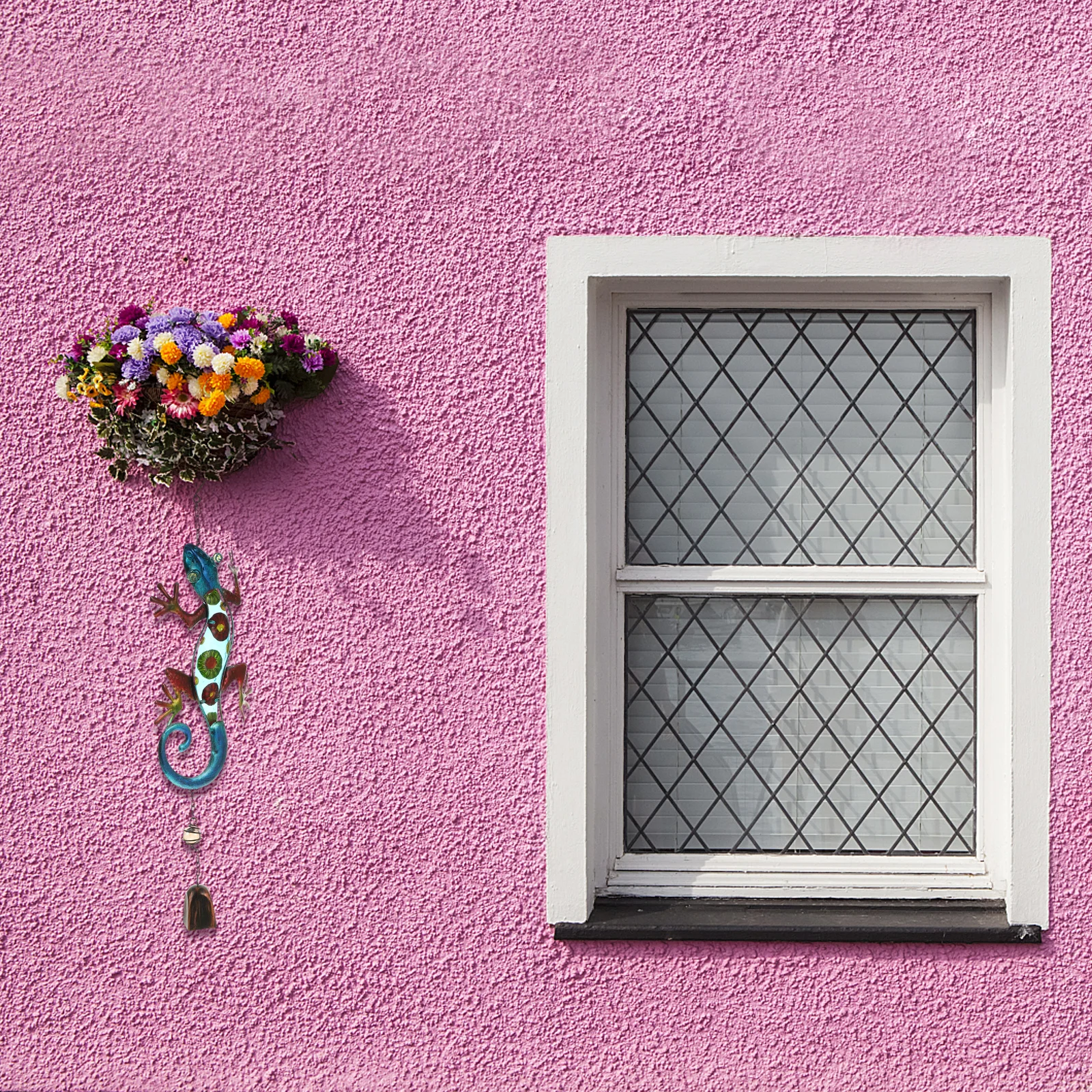 

Glass Gecko Wind Chimes Iron Art Hanging Craft Rust Resistant Outdoor Garden Patio Decorations Home Bell Pendant