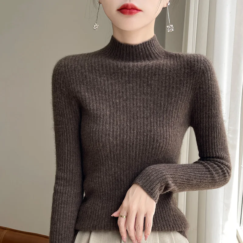 Cashmere sweater Women Half Turtleneck Sweater Knitted Soft Pullovers Cashmere Jumpers Basic Soft Sweaters Women 2024 Autumn Win