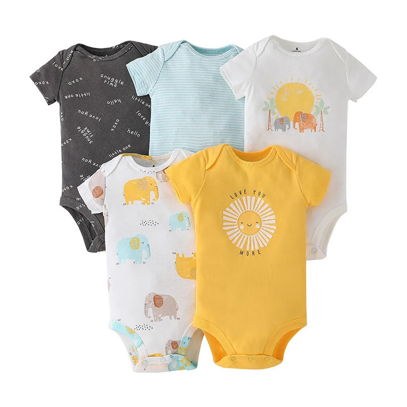 

5pcs/set Breathable Cotton Bodysuits Short Sleeve Rompers for Infant Summer Comfortable Onesies Bebe Clothes Baby Shower Gifts