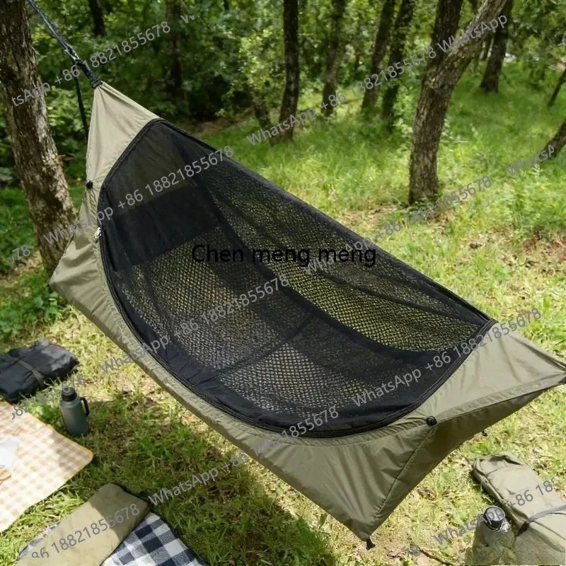 

Anti-Rollover Hammock with Built-in Inflatable Mattress – Durable Nylon Parachute Cloth for Outdoor/Indoor