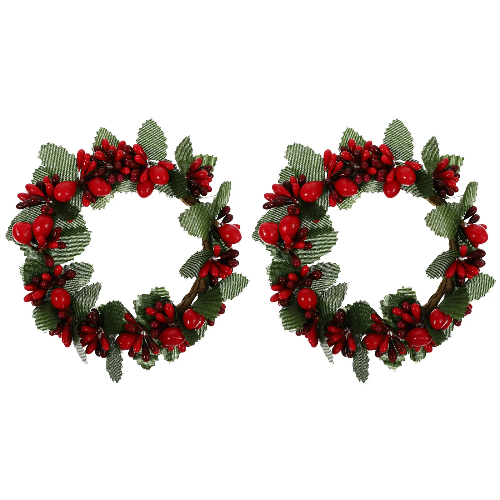 

2pcs Christmas Wreath Garland Decor Rustic Berry Small Iron Wire Simulation Home Party Wedding Decoration Festive Atmosphere