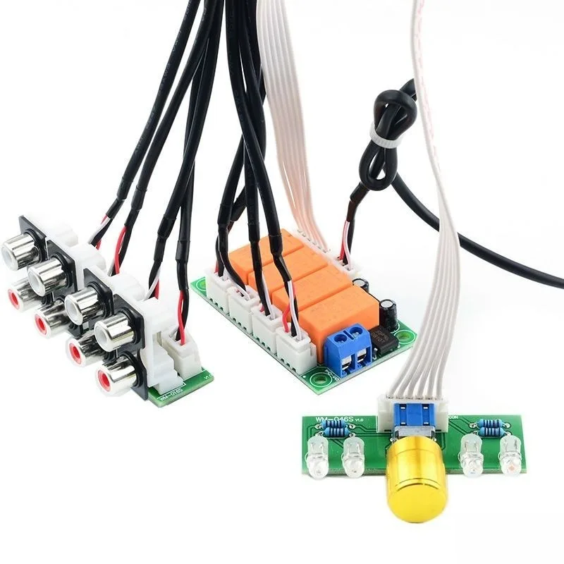 Four-way audio source input switching board audio signal converter DIY audio source four-way switching relay