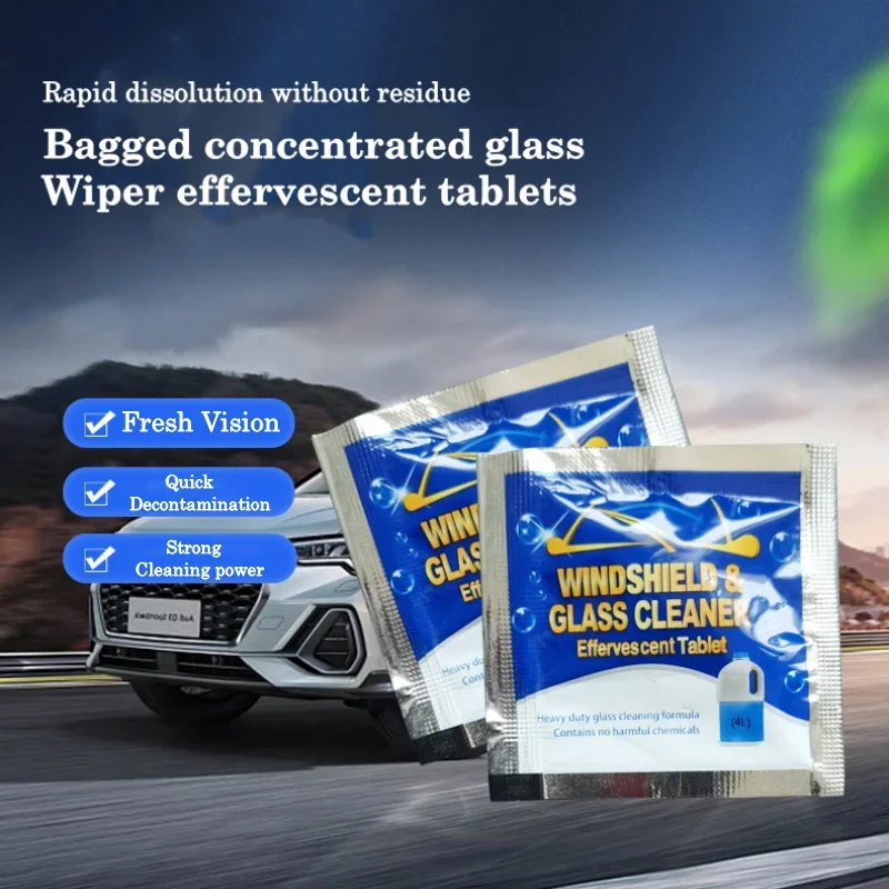 Car Windshield Washer Fluid Concentrated Tablets Solid Effervescent Wiper Tablet for Car Room Kitchen Window Glass Cleaning